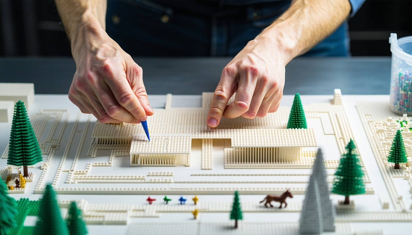 Person assembling a modular hobby kit